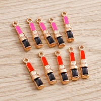 10pcslot 318mm 2 color enamel lipstick pendants charms for jewelry findings making diy crafting necklaces earrings charms
