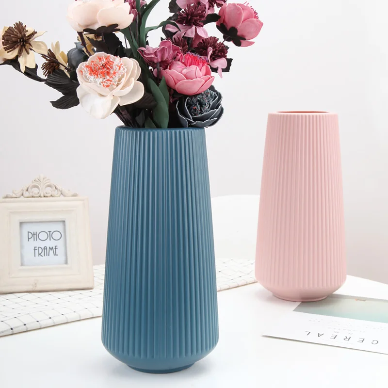 

Imitation Ceramic Flower Vase Nordic Decoration Home Office Cone Shape For Indoor Livingroom Decorative Accessories Flower Pot