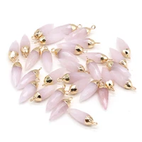 natural stone pendant cone shaped faceted smooth rose quartz charms for jewelry making diy bracelet necklace earring accessories
