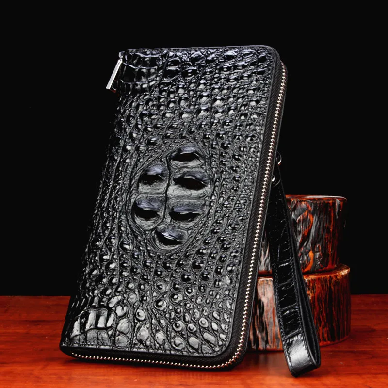 

Thailand Crocodile Wallet Male Long Fund Genuine Leather Business Affairs Zipper men New Fashion For women wallets free shipping