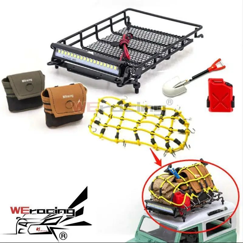 

6Pcs/Set Simulated Decoration Roof Luggage Rack Net Oil Tank Spare Tire Bag for MN D90 MN-90 MN99S 1/12 RC Car Parts