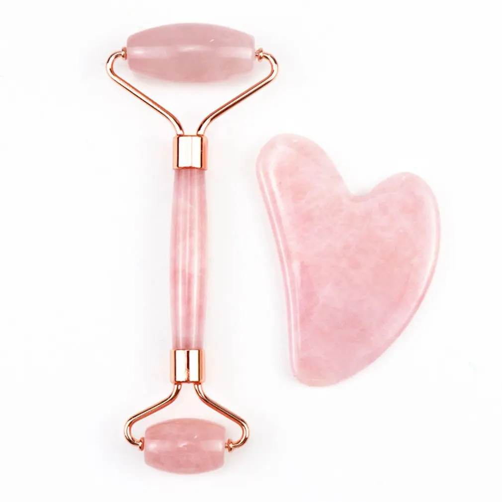 Нефритовый роллер Heartshape Gua Sha Set Dongling нефритовый розовый КВАРЦЕВЫЙ роликовый