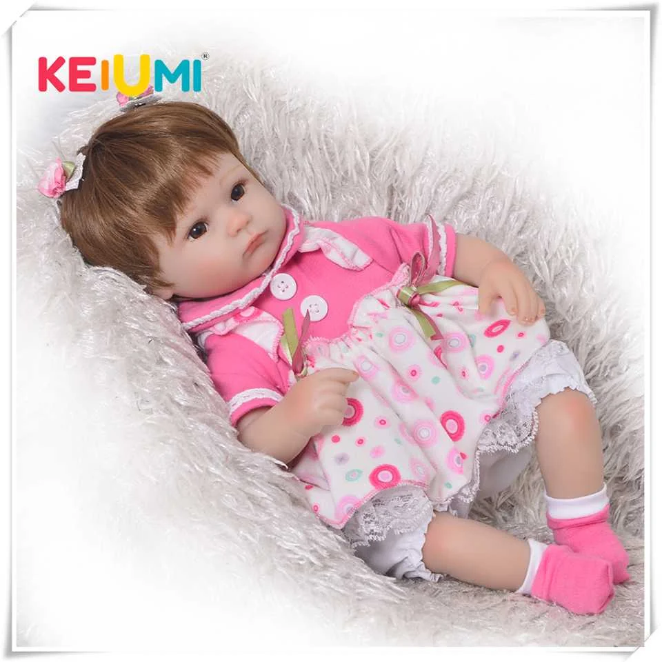 KEIUMI 42 см 17 дюймов Reborn Baby Doll игрушка мягкая силиконовая Реалистичная живая