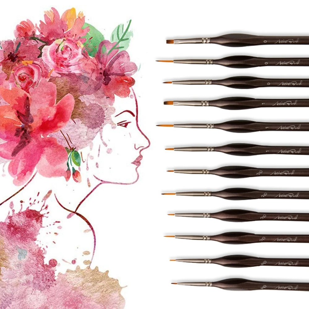 

Basics Fine Detail Paint Brush Set, 12-Piece Assorted Size, Nylon Bristles