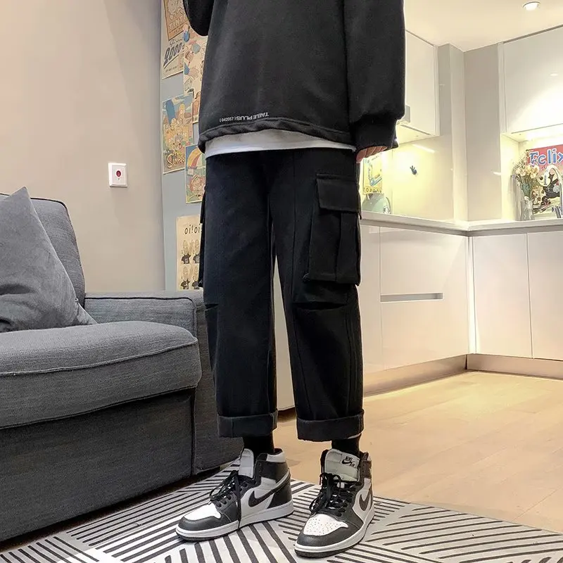 

Hip Hop Men's Pants Harajuku Fashion Streetwear Cargo Pants Men Casual 2021 Men Clothing Elastic Waist Jogger Pants Men Trousers