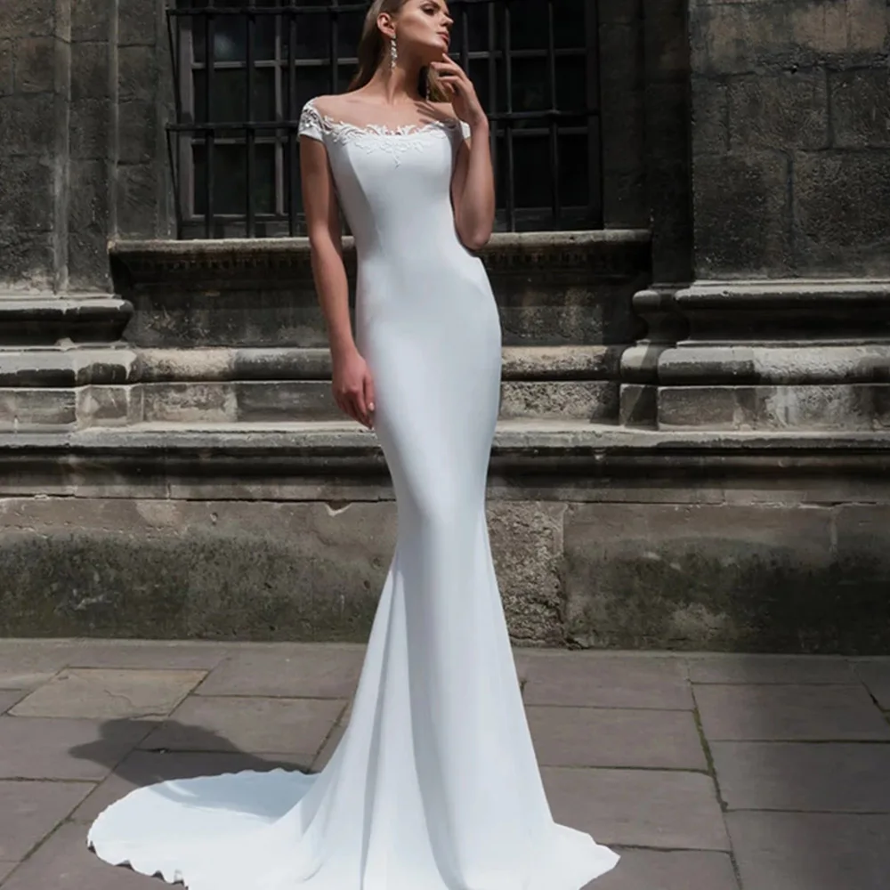 

Женское свадебное платье It's yiiya, белое платье из Джерси без рукавов, на молнии, с аппликацией и глубоким круглым декольте на заказ на лето 2021