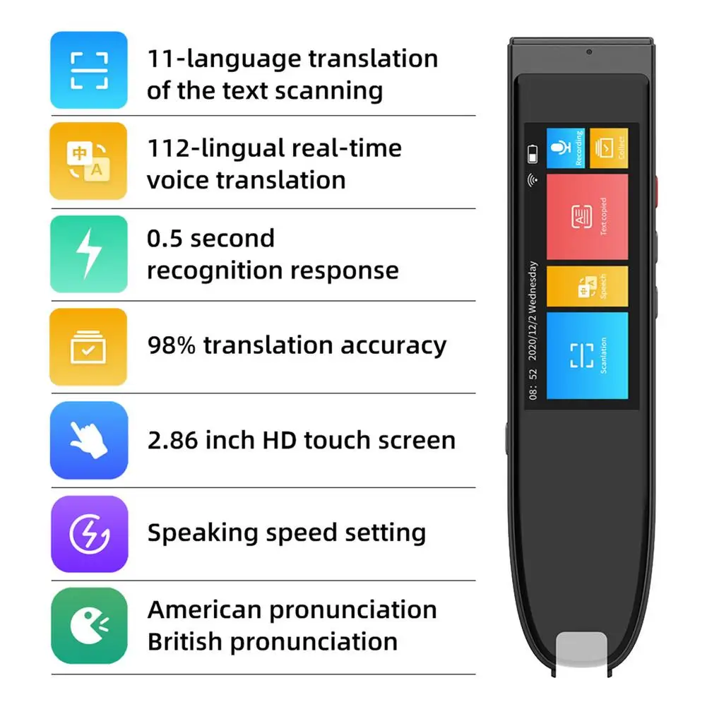 

Portable Smart 112 Languages Translator Pen Scanner Instant Text Scanning Reading Translator Device For Business Travel Abroad