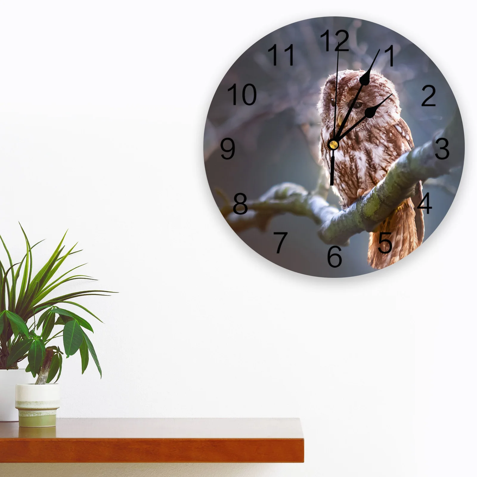 Картина маслом сова лес настенные часы домашний Декор Спальня бесшумные Oclock