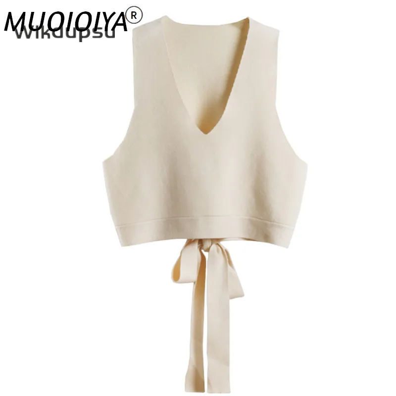 

Женский трикотажный жилет с V-образным вырезом, без рукавов