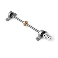 1set 3d printer cnc t8 lead screw 8mm length 100 800mm brass copper nut kp08 bearing bracket flexible coupling 8x8