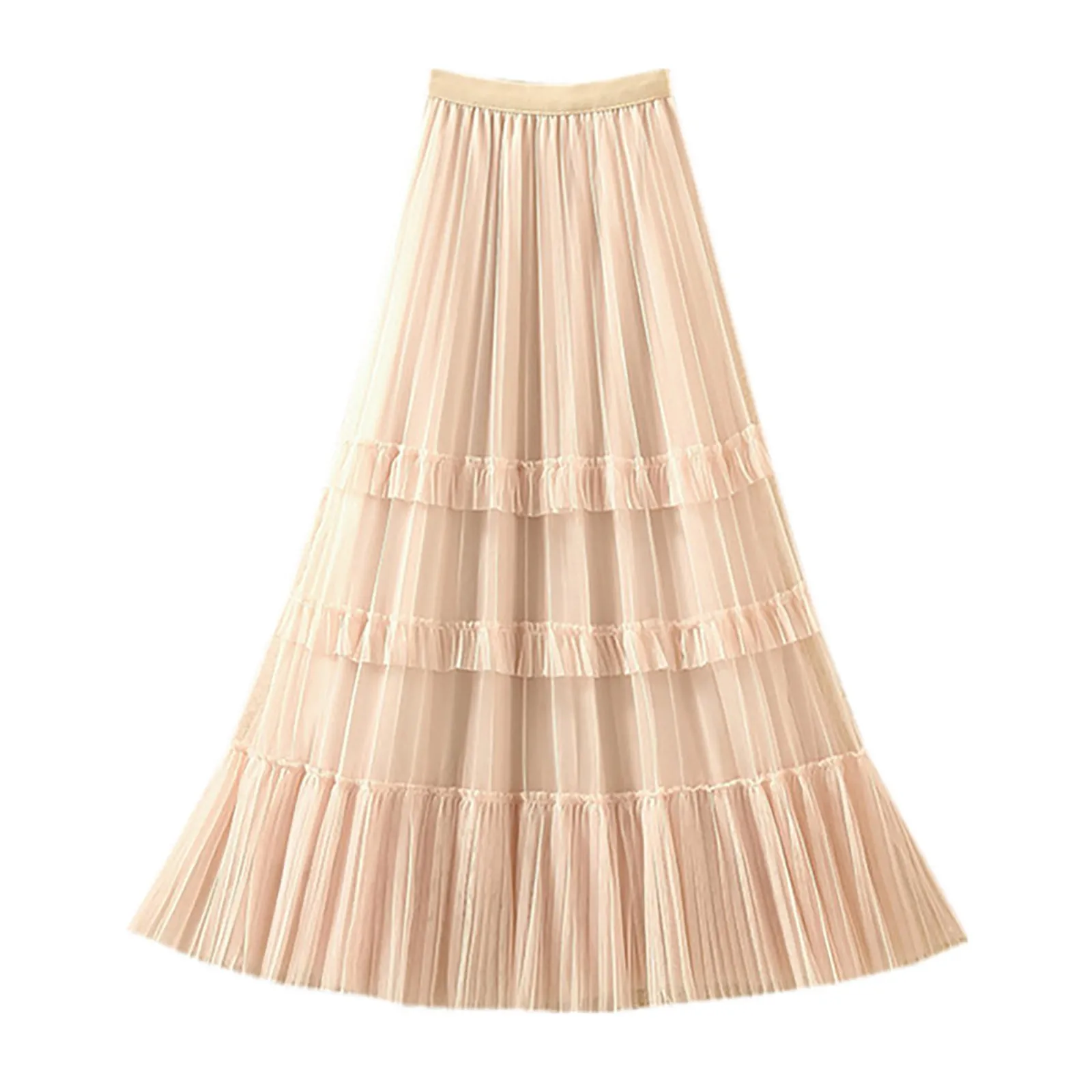 

Женская трапециевидная юбка, однотонная эластичная юбка средней длины с высокой талией, модные милые дамские брюки в Корейском стиле, весна...