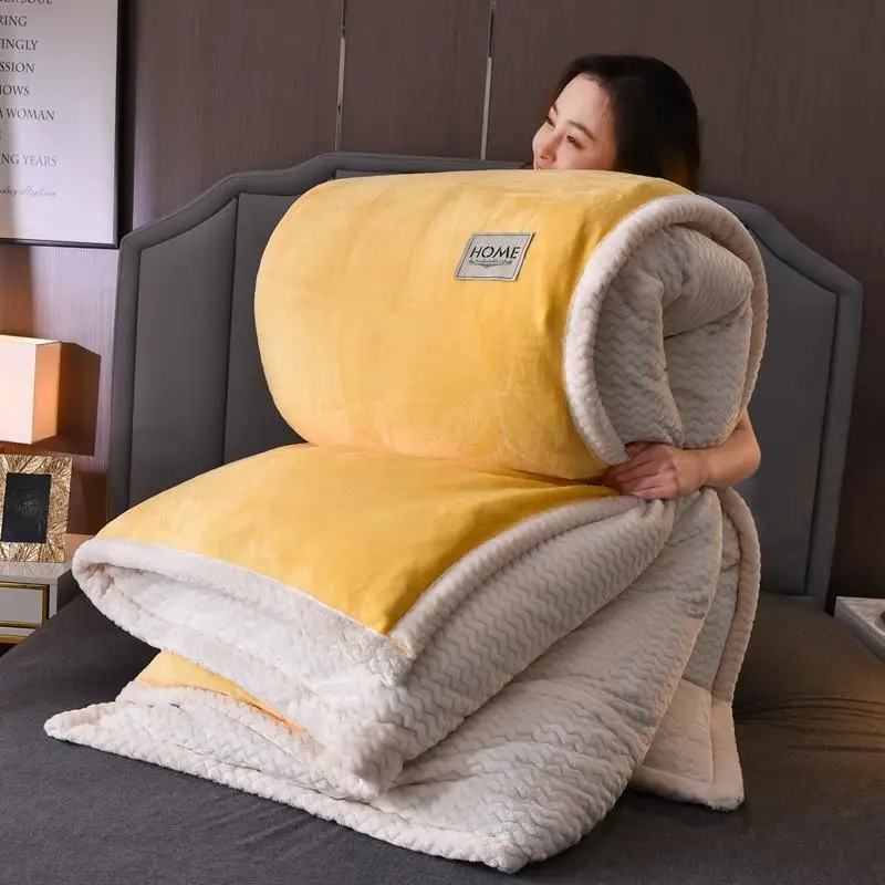

Flannel blankets and throws Adult Thick Warm winter Blankets Home Super Soft duvet cover luxury solid Blankets On twin Bedding