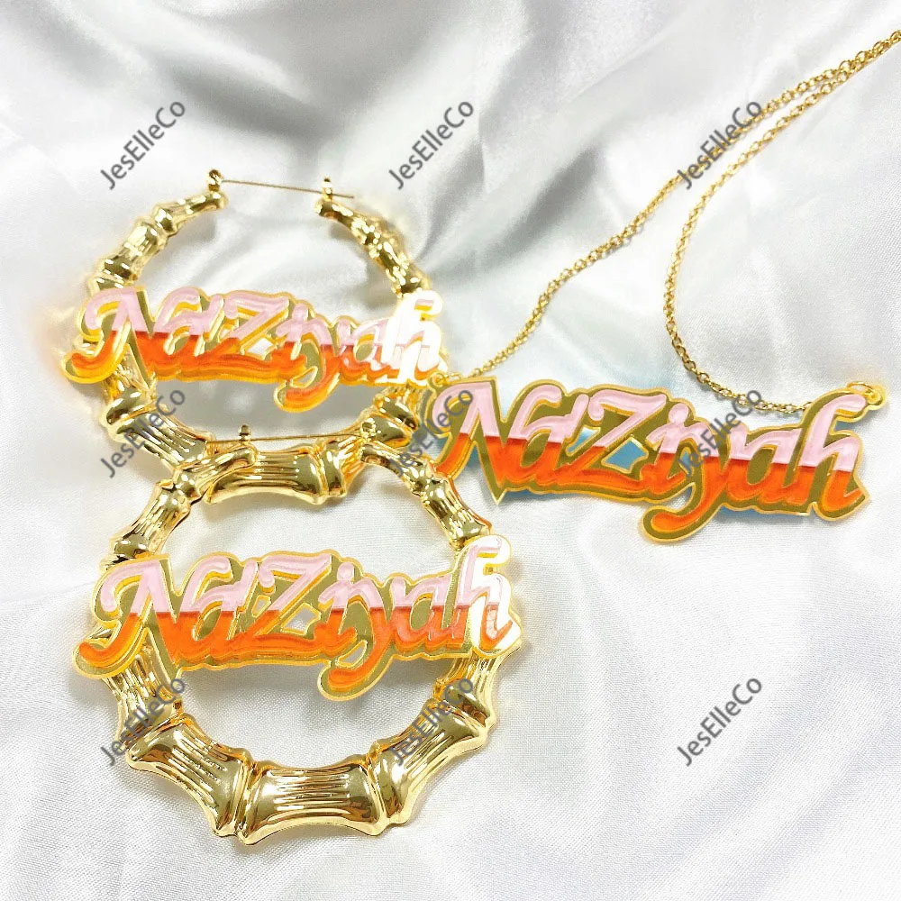 Золотой пользовательское имя серьги модные ювелирные изделия полые письмо по