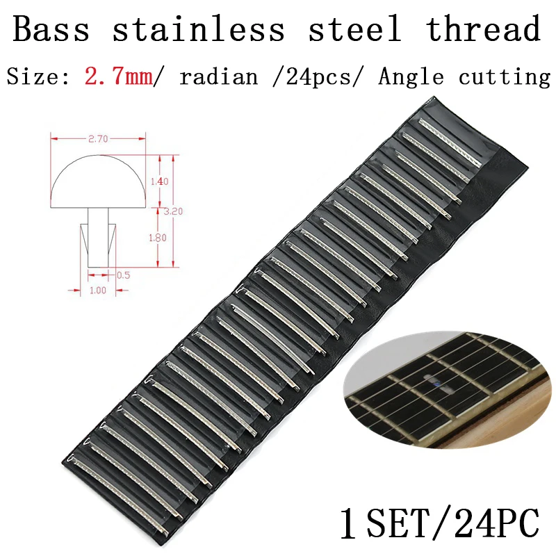 

1Set (24 Pieces)Bass stainless steel wire 2.7mm wide tone line Scale line tone wire guitar production material accessories