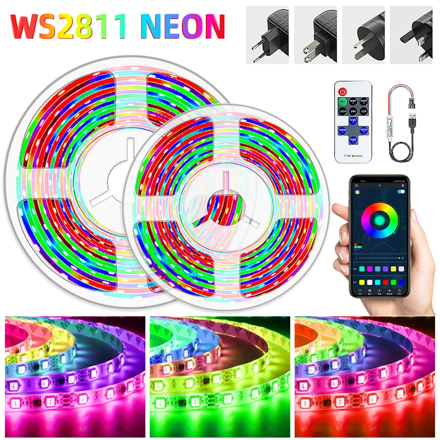 Светодиодная лента WS2811 5050 Rgb Диодная 12 В постоянного тока динамическая неоновая
