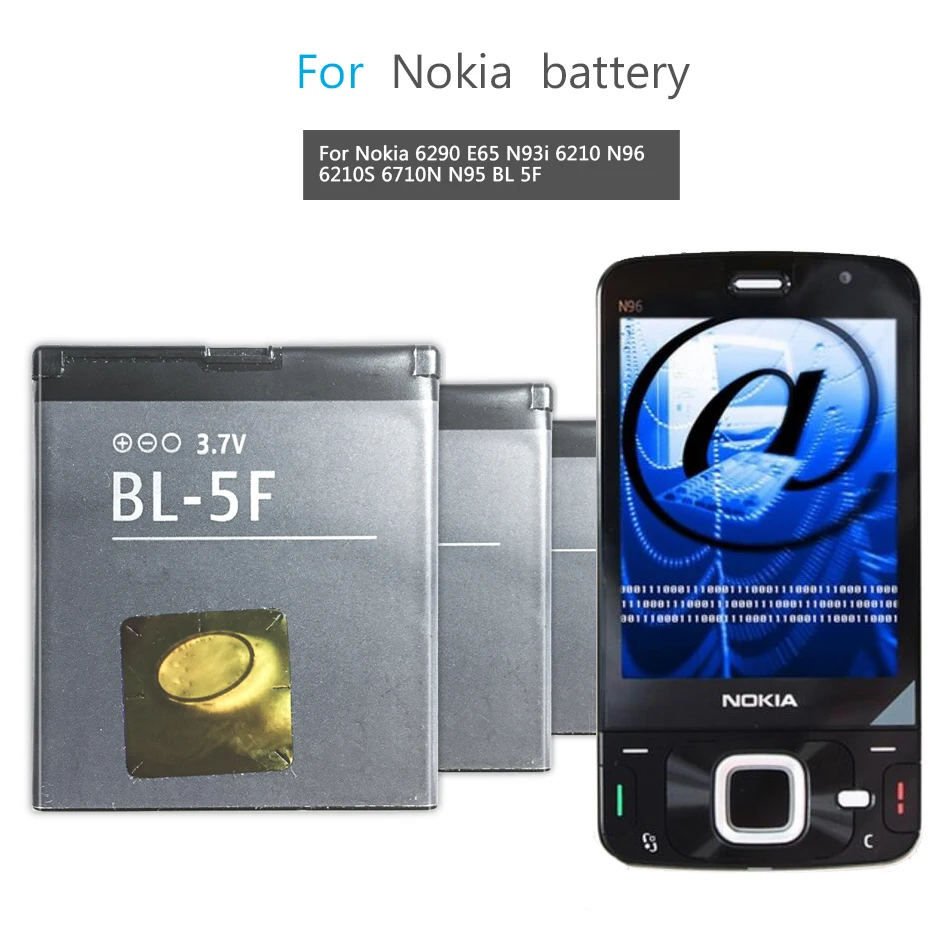 Мобильный телефон Батарея для Nokia 6290 E65 N93i 6210 N96 6210S 6710N N95 BL 5F 950 мА ч|Аккумуляторы
