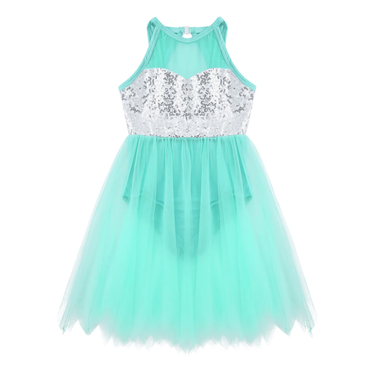 TiaoBug блестящая гимнастическая трико для девочек сетчатая пачка балетная фигурка