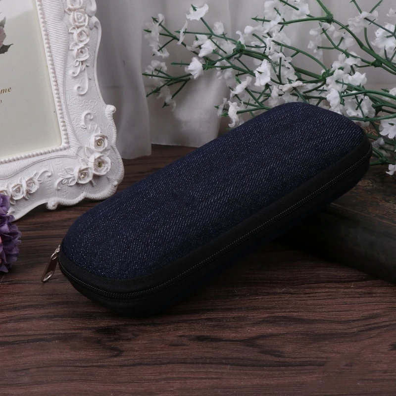 Футляр для очков из джинсовой ткани на молнии защиты солнцезащитных контейнер от