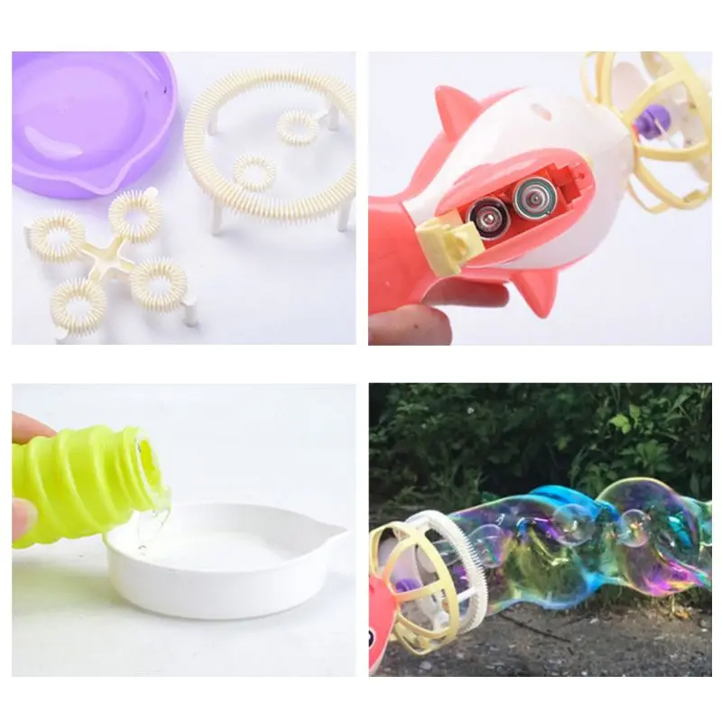 

Electric Automatic Bubble Machine with Mini Fan Dolphin Bubble Blower Maker Kids Summer Outdoor Toys Gifts