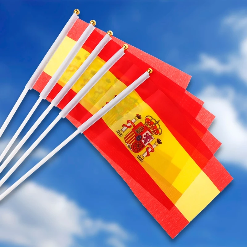 

5Pcs Spanish Hand Waving Flags Spain Crest Banners Sports Opening Outdoor Decor