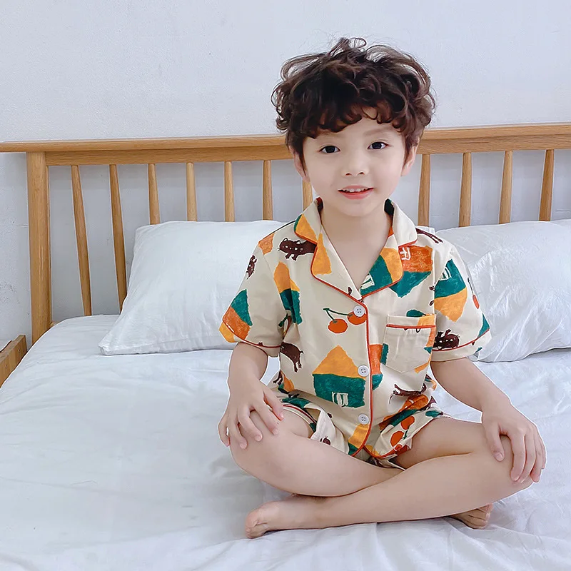 Летняя Пижама BINIDUCKLING для мальчиков и детей комплект с принтом в виде машины