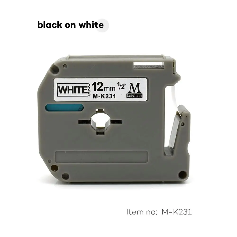 Фотоэтикетки 12 мм цвет черный на белом фотоэтикетки MK231 MK 231 mk231 совместимы с brother p