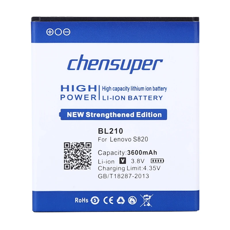 Аккумулятор chensuper BL210 для lenovo A606 S820 S820E A750E A770E A656 A766 A658T S650 A536 BL 4700 BL-210 A828T 210 мАч |