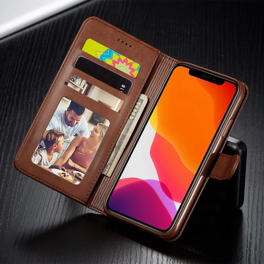 Кожаный чехол бумажник для iPhone 12 Pro Max Мини 11 XS XR X SE 2020 8 7 6 6s Plus 5S 5 Роскошный с