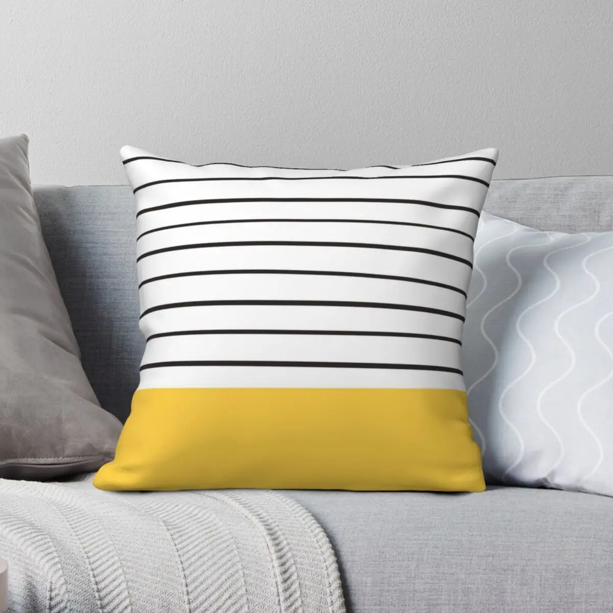 

MARINERAS MUSTARD Square Pillowcase Polyester Linen Velvet Zip Decor Throw Pillow Case Home Cushion Cover 45x45