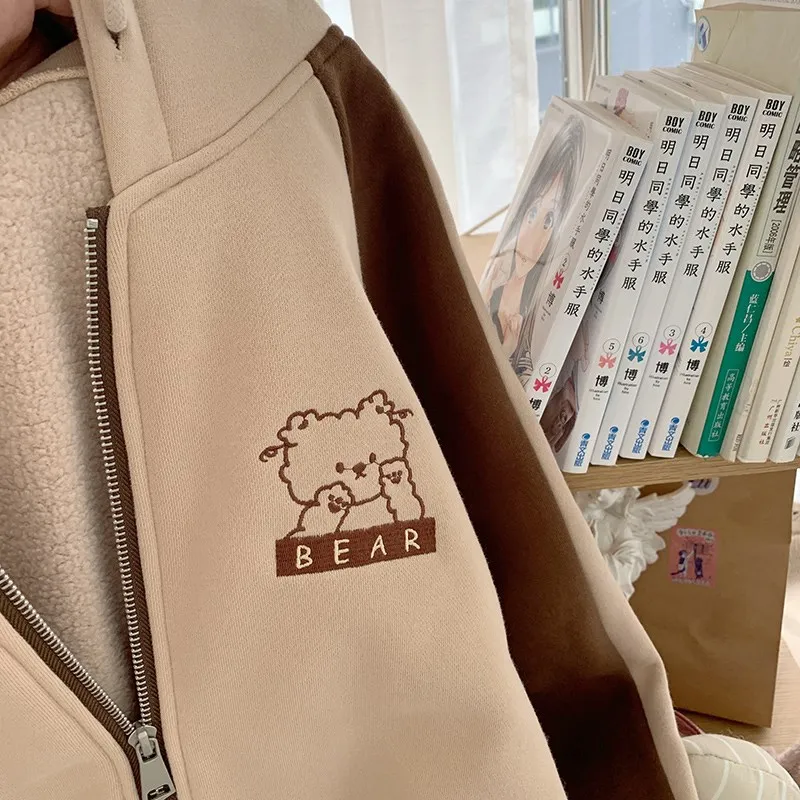 Осенне-зимние толстовки с капюшоном для девочек в японском стиле Милая толстовка