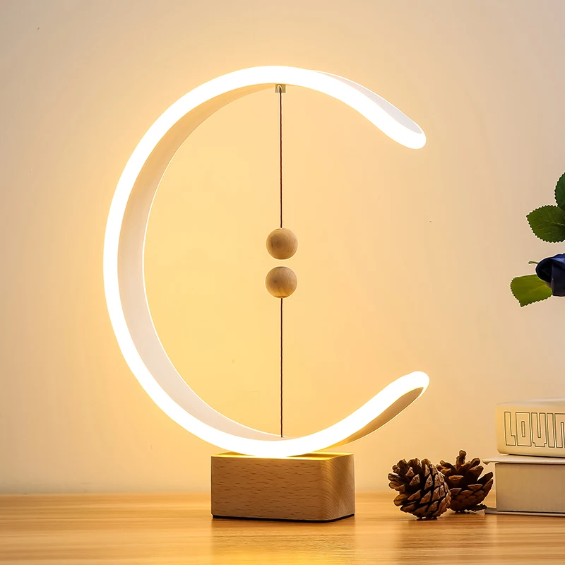 Прямая поставка, Светодиодный настольный светильник с-образной формы, Heng Balance Lamp, светодиодный, средний, воздушный, магнитный переключатель, лампа, USB, умное украшение жизни для спальни