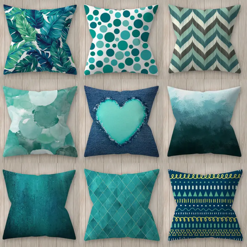 Hot Creative Reversible Blue Polyester Pillow Case Pillowcase Sofa Car Waist Throw Cushion Cover Home Decoration new | Дом и сад