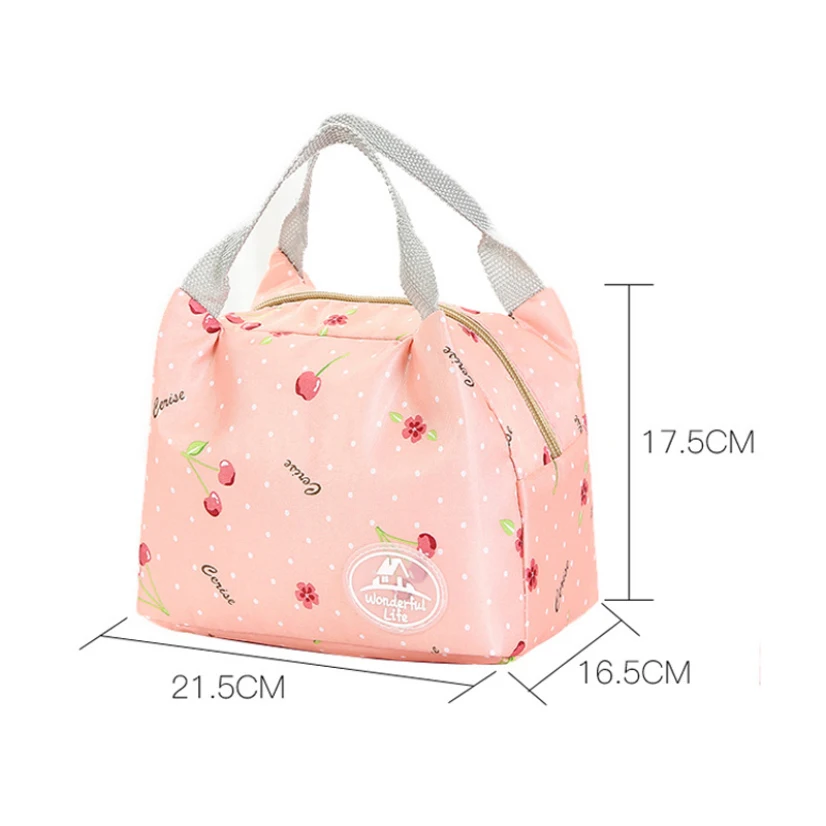 

Insulation Lunch Bag Portable for Students Printing Office School Handbag Waterproof Storage Baskets Bag Organizer