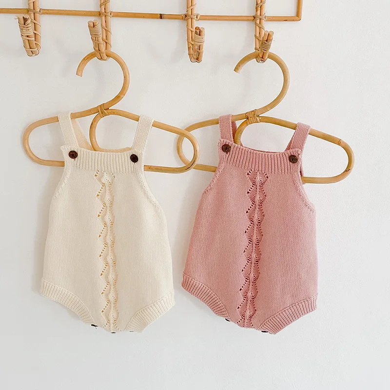 Комбинезон вязаный без рукавов для новорожденных девочек Осенний комбинезон