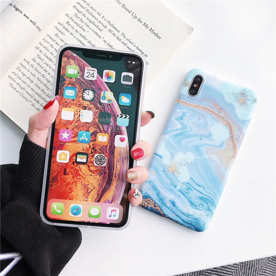 Потрясающий волнистый стиль мраморный чехол для телефона funda iPhone 7 Apple X XS MAX 8 plus 6 6s