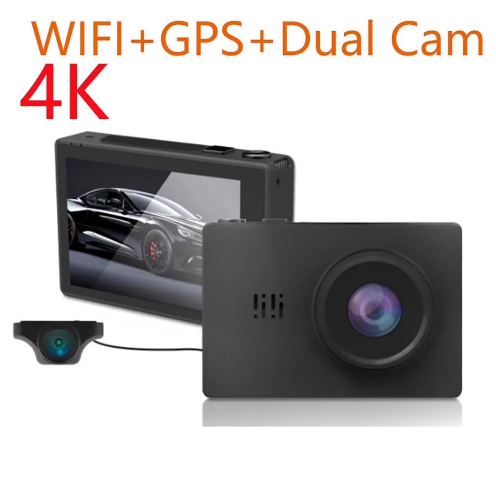 

Car DVR 4K 2160P Super HD WiFi GPS Logger Front Back Camera Dual Lens Dash Cam Video Recorder Night Vision 170 Degree Camcoder