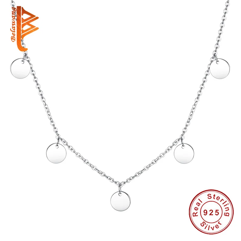 

BELAWANG Real S925 Sterling Silver Pendant Necklace Punk 2019 NEW Girl Chain Necklace Fashion Jewelry Ladies Silver Necklace