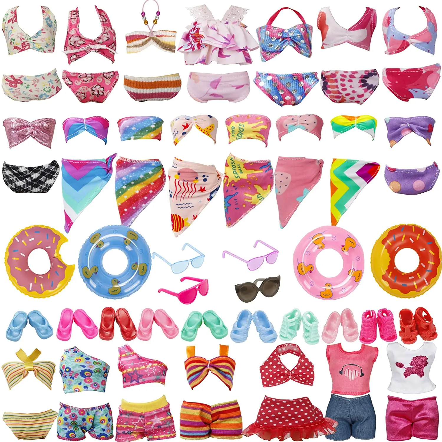 40 шт. куклы-Барби одежда аксессуары обувь купальный костюм бикини очки для
