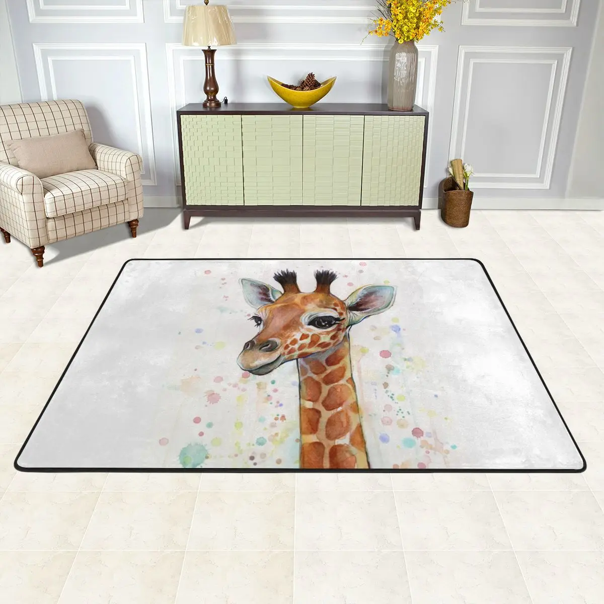 Жираф Акварельная живопись искусство Придверный коврик из полиэстера