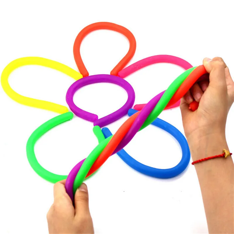 

6Pcs TPR Soft Anti Stress Rope Toys Fidget Noodle Stretch/Pull/Twirl/Wrap Toy slings DIY Hand-knit Rope Child Deformation Rope