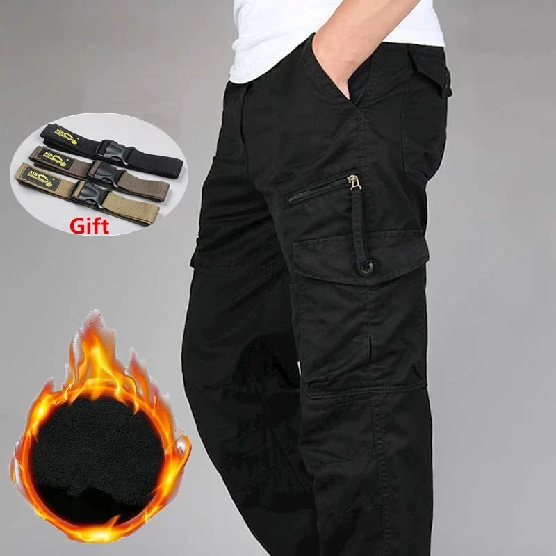 

Winter Men's Cargo Pants Double Layer Fleece Warm Thick Military Camouflage Tactical Cotton Long Trousers Men Baggy Casual Pants