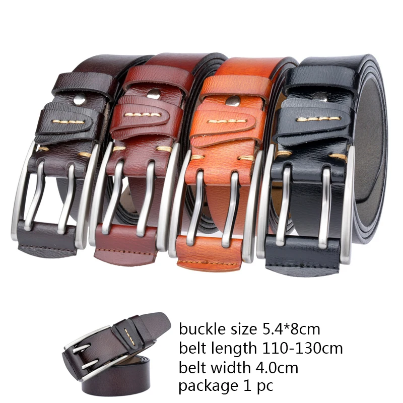 Мужской ремень из натуральной кожи с двойной пряжкой пояс коровьей для мужчин