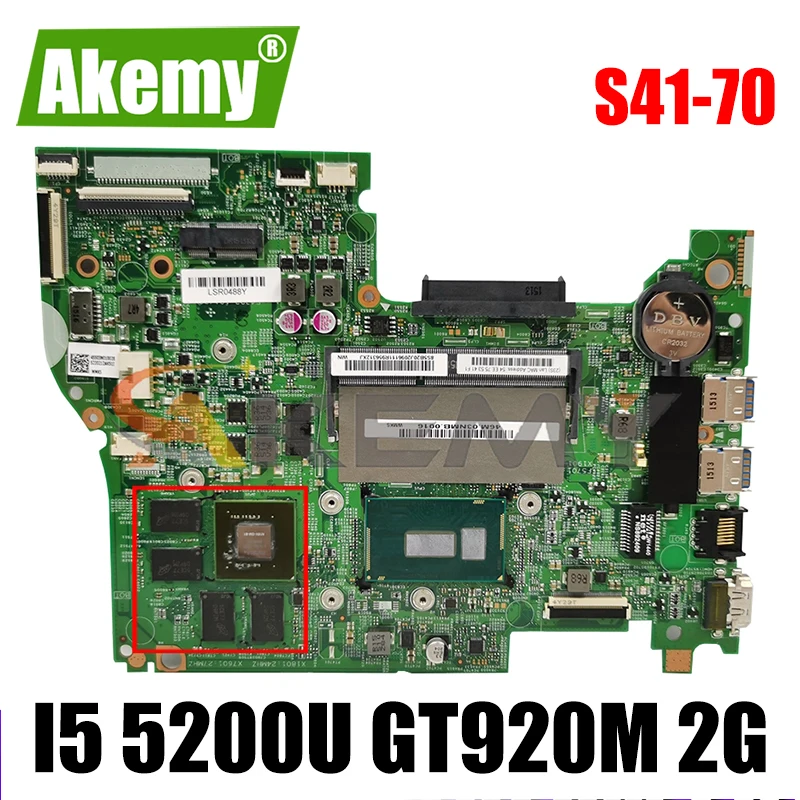 

Akemy For Lenovo s41-70 u41-70 PC Motherboard I5 5200U GT920M 2G Graphics Quality Assurance 100% Test OK