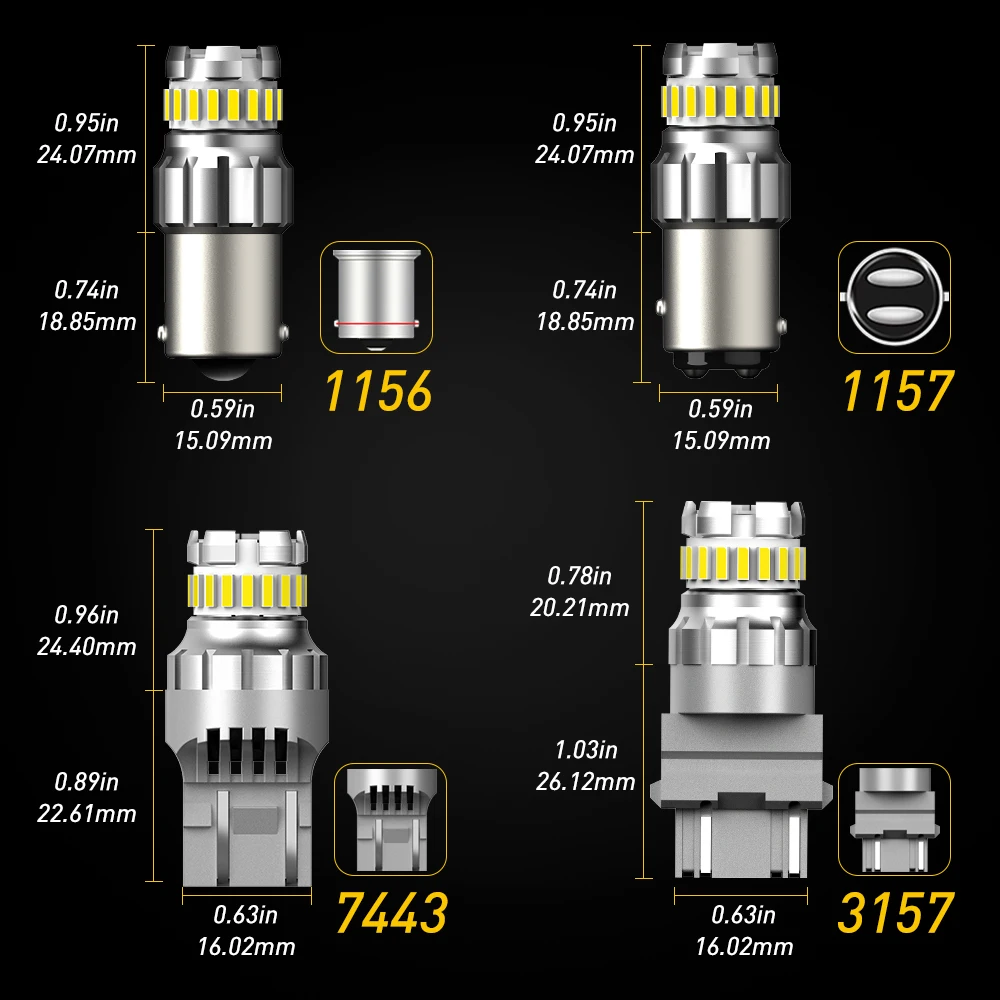 

2x BA15S P21W LED T15 W16W P27W 7440 W21W W21/5W LED Bulb 1157 BAY15D P21/5W LED Car Brake Reverse Car Exterior Tail Light 6500K