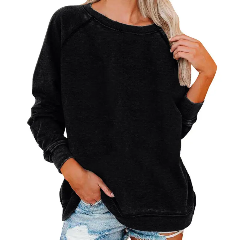 

Womens Ladies Plain Sweatshirt Casual Long Sleeve Pullover Tops Loose Jumper