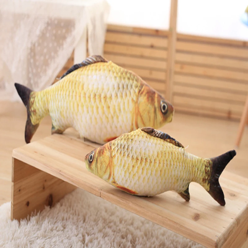 

Pet Soft Plush 3D Fish Shape Cat Toy Interactive Catnip Pet Chew Toys Stuffed Pillow Doll Simulation Fish Playing Toy For Pet
