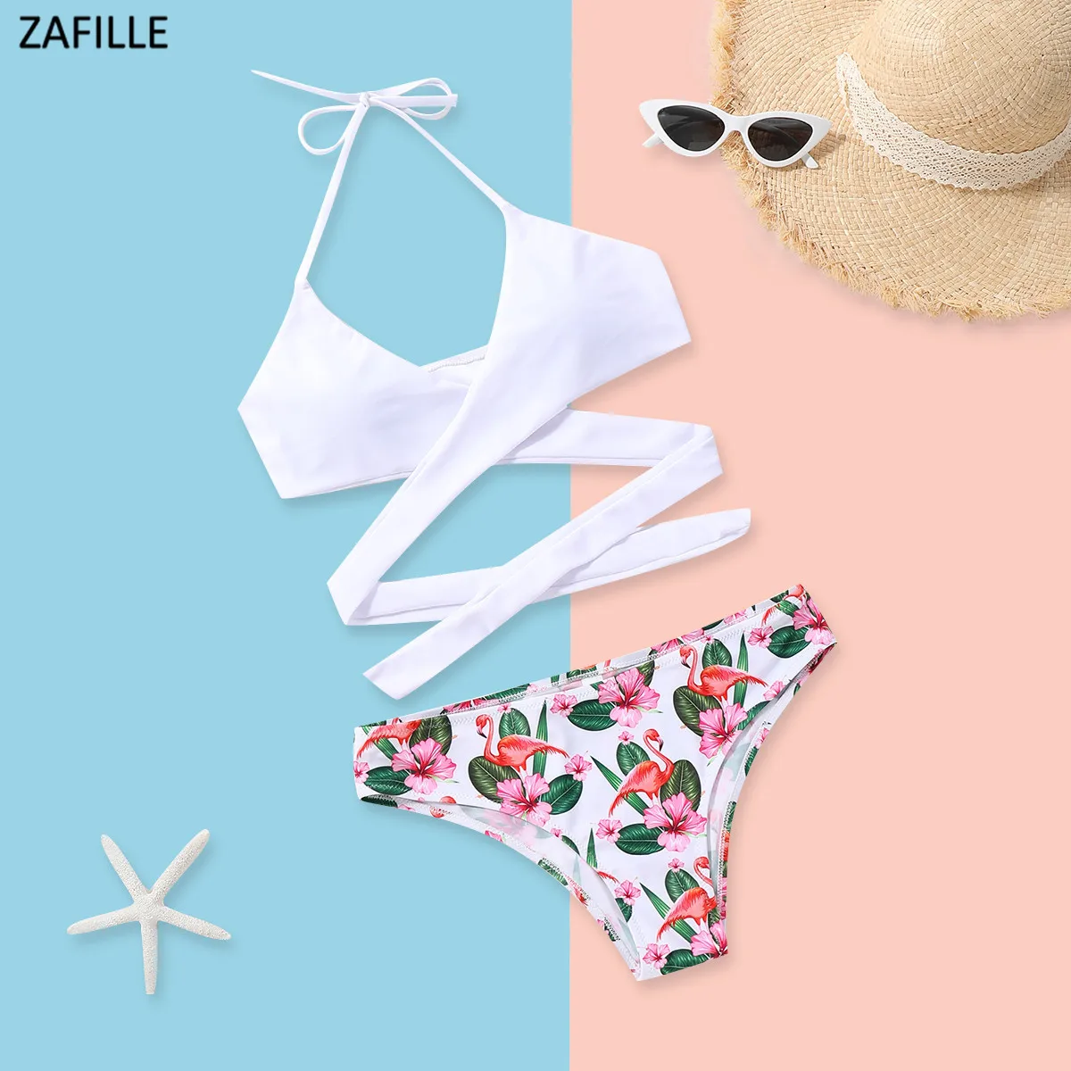 ZAFILLE/Летний одинаковый купальник для всей семьи бикини мамы и дочки с цветочным