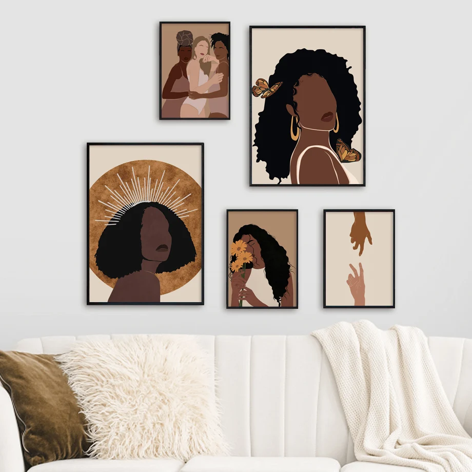 Абстрактная Картина на холсте с изображением герберы бабочки черной Африканской