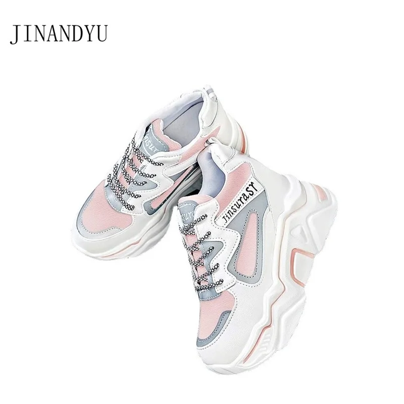 

Lace Up Heels Sneakers Wedges Shoes for Women Casuales Chunky Sneakers Ladies Platform Shoes Fashion Sport Femme Leather Shoes