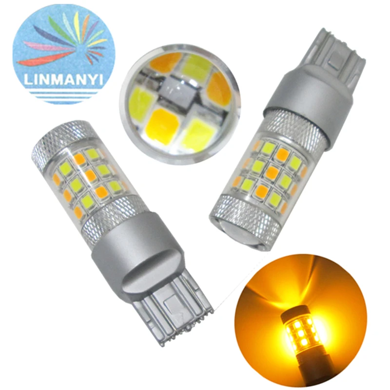 

2PCS Signal Lamp P21w Led 7443 3157 Bulb 168smd Canbus brake light 1157 Led Bay15d P21/5w white amber dual color Light 12V